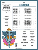 HINDUISM Religion Word Search Puzzle Worksheet Activity