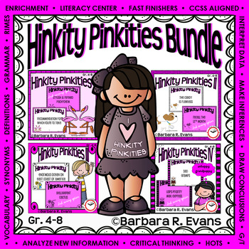 Preview of HINKITY PINKITY PUZZLES BUNDLE Word Riddles Task Cards Vocabulary GATE