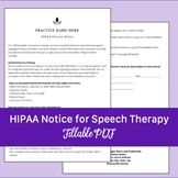 HIPAA Privacy Notice for Speech Therapy | Editable, Printa
