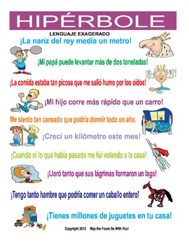 Preview of Exaggeration Hyperbole Poster Figurative Language in Spanish (hiperbole)