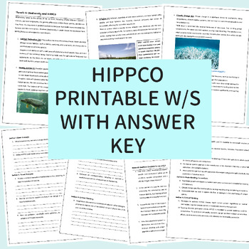 Preview of HIPPCO & Threats to Biodiversity Printable Worksheet