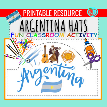 Preview of HISPANIC HERITAGE ARGENTINA HATS | COLOR CUT AND PASTE HAT ACTIVITY | MAKE HATS