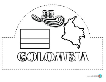 HISPANIC HERITAGE COLOMBIA HATS  COLOR CUT AND PASTE HAT ACTIVITY
