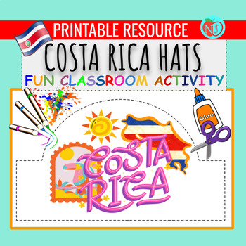 Preview of HISPANIC HERITAGE COSTA RICA HATS | COLOR CUT AND PASTE HAT ACTIVITY | MAKE HATS