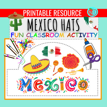 Preview of HISPANIC HERITAGE MEXICO HATS | COLOR CUT AND PASTE HAT ACTIVITY | MAKE HATS