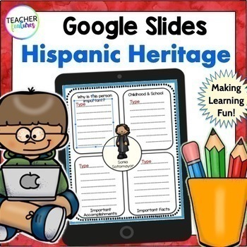 Preview of HISPANIC HERITAGE MONTH ACTIVITY Biography Research Writing Project GOOGLE SLIDE