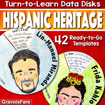 Preview of HISPANIC HERITAGE MONTH Activities — 42 Data Disks of Famous Latinx