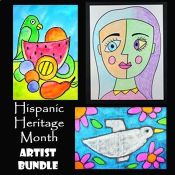 Preview of HISPANIC HERITAGE MONTH BUNDLE | 3 Drawing & Painting FAMOUS ARTIST Art Lessons