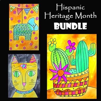 Preview of HISPANIC HERITAGE MONTH BUNDLE | 3 EASY Drawing & Painting Video Art Projects