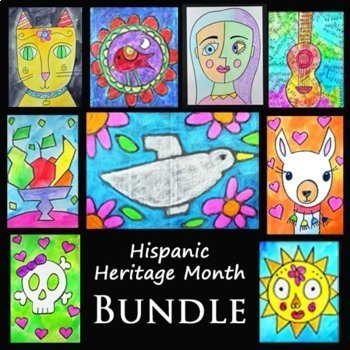 Preview of HISPANIC HERITAGE MONTH BUNDLE | 9 Drawing, Painting, & Mixed-Media Art Projects
