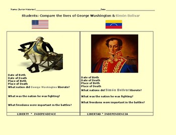 Preview of HISPANIC HERITAGE MONTH: COMPARE TWO GREAT LIBERATORS