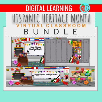 Preview of HISPANIC HERITAGE MONTH | EDITABLE | Virtual Classrooms BUNDLE | BITMOJI