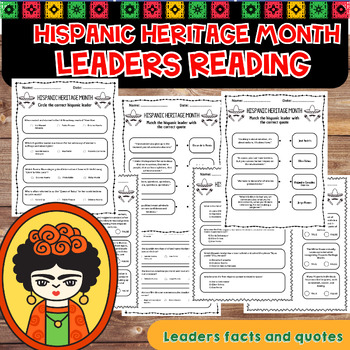 Preview of HISPANIC HERITAGE MONTH LEADERS QUOTES AND FACTS ACTIVITY ( READING Q&A)