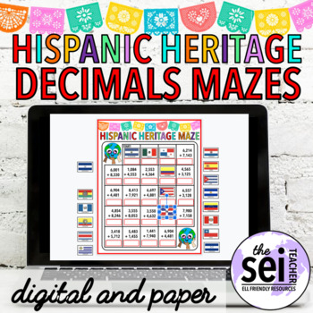 Preview of HISPANIC HERITAGE MONTH MATH CENTERS - SEPTEMBER DECIMALS