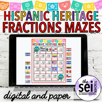 Preview of HISPANIC HERITAGE MONTH MATH CENTERS - SEPTEMBER FRACTIONS