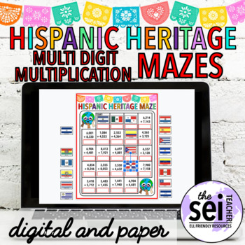 Preview of HISPANIC HERITAGE MONTH MATH CENTERS - SEPTEMBER MULTI DIGIT MULTIPLICATION