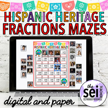 Preview of HISPANIC HERITAGE MONTH MATH MAZES - SEPTEMBER FRACTIONS