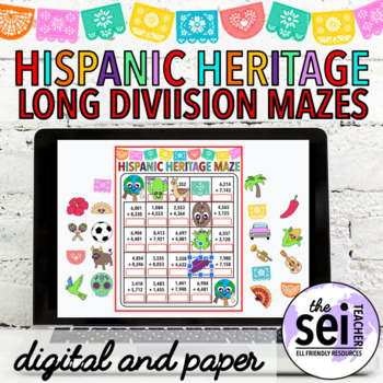 Preview of HISPANIC HERITAGE MONTH MATH MAZES - SEPTEMBER LONG DIVISION