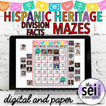 Preview of HISPANIC HERITAGE MONTH MATH WORKSHEETS - SEPTEMBER DIVISION FACTS