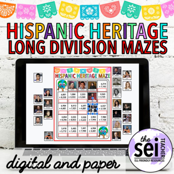 Preview of HISPANIC HERITAGE MONTH MATH WORKSHEETS - SEPTEMBER LONG DIVISION