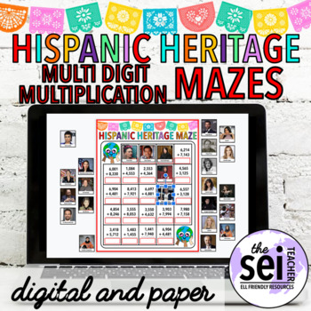 Preview of HISPANIC HERITAGE MONTH MATH WORKSHEETS - SEPTEMBER MULTI DIGIT DIVISION