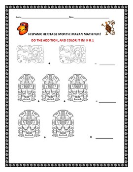 Preview of HISPANIC HERITAGE MONTH: MAYAN MATH: SIMPLE ADDITION K & 1