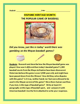 Preview of HISPANIC HERITAGE MONTH: THE HISTORY BEHIND THE GAME OF BASEBALL GRS. 4-12