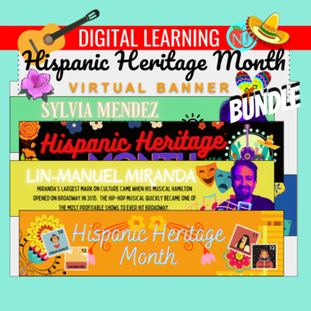 Preview of HISPANIC HERITAGE MONTH VIRTUAL BANNER BUNDLE | GOOGLE CLASSROOM BANNERS