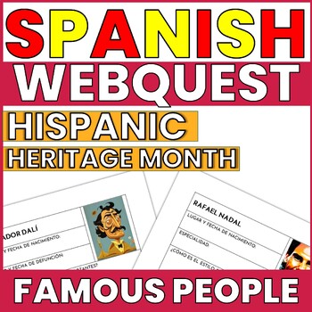 Preview of HISPANIC HERITAGE MONTH WEBQUEST ACTIVITY - NO PREP - FAMOUS SPANISH FIGURES