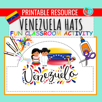 Preview of HISPANIC HERITAGE VENEZUELA HATS | COLOR CUT AND PASTE HAT ACTIVITY | MAKE HATS