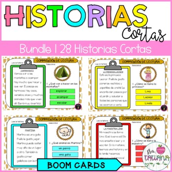 Preview of Historias Cortas en Boom Cards | Comprensión de Lectura | Bundle