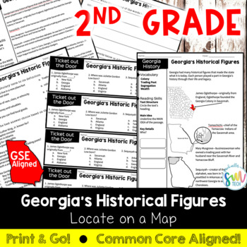 Preview of HISTORICAL FIGURES OF GEORGIA on a Map Reading Packet *2nd GRADE* (SS2G2a)
