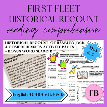 Preview of YEAR 4 UNIT 1 HISTORICAL RECOUNT FIRST FLEET CONVICT reading comprehension pack