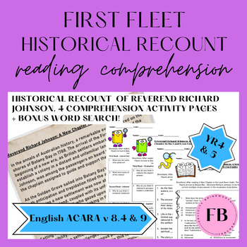 Preview of YR 4 UNIT 1 HISTORICAL RECOUNT FIRST FLEET REVEREND reading comprehension