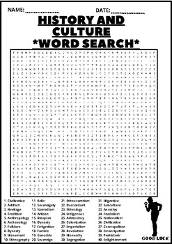 Preview of HISTORY AND CULTURE WORD SEARCH Puzzle Middle School Fun Activity Vocabulary