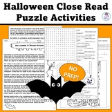 HISTORY OF HALLOWEEN CLOSE READ & PUZZLE ACTIVITIES Middle