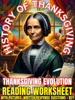 Preview of HISTORY OF THANKSGIVING: The Evolution of Thanksgiving Holiday Worksheet w/ KEY