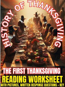 Preview of HISTORY OF THANKSGIVING: The Origins of the First Thanksgiving Worksheet w/ KEY