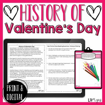 Preview of HISTORY OF VALENTINE'S DAY CLOSE READING & WRITING