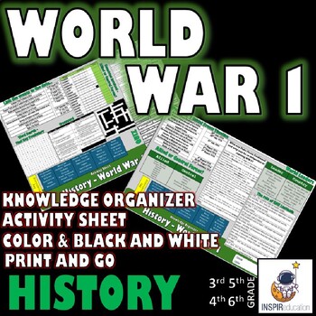 Preview of HISTORY: World War 1 Knowledge Organizer and Activity Sheet - Print and Go