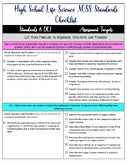 High School Life Science NGSS Standards Checklist