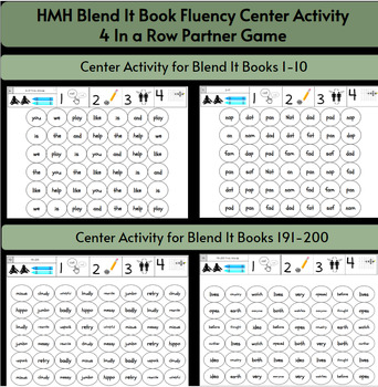 Preview of HMH Blend It Book 4 IN A ROW Fluency Decodable and Sight Word Center Activity