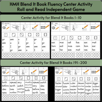 Preview of HMH Blend It Book ROLL AND READ Fluency Decodable and Sight Word Center Activity