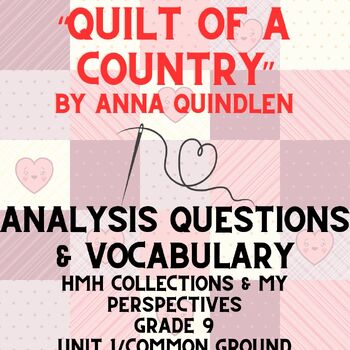 Preview of HMH Collections MyPerspectives "Quilt of a Country" Analysis and Vocab Questions