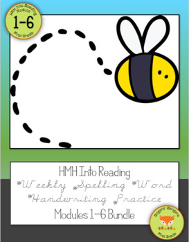 Preview of HMH Ed First Grade Spelling Word Handwriting Practice Modules 1-6 Bundle