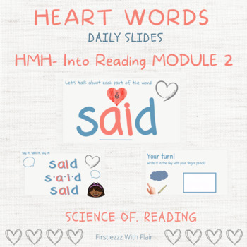 Preview of HMH INTO READING-- Heart Words Slides | Science of Reading- 1st Grade MODULE 2