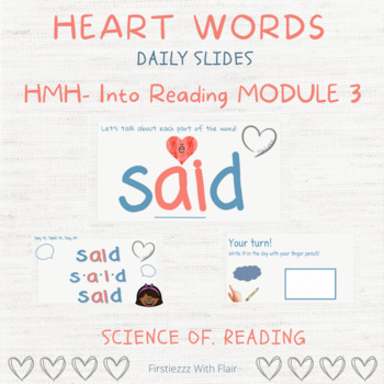 Preview of HMH INTO READING-- Heart Words Slides | Science of Reading- 1st Grade MODULE 3