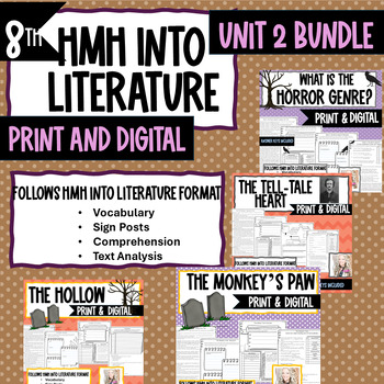 Preview of HMH Into Literature 8th Grade Unit 2 Bundle:  Thrill of Horror Print & Digital