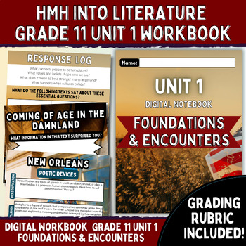Preview of HMH Into Literature Digital Notebook Grade 11 Unit 1 Foundations & Encounters