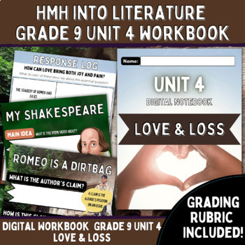 Preview of HMH Into Literature Digital Notebook Grade 9 Unit 4 Love and Loss